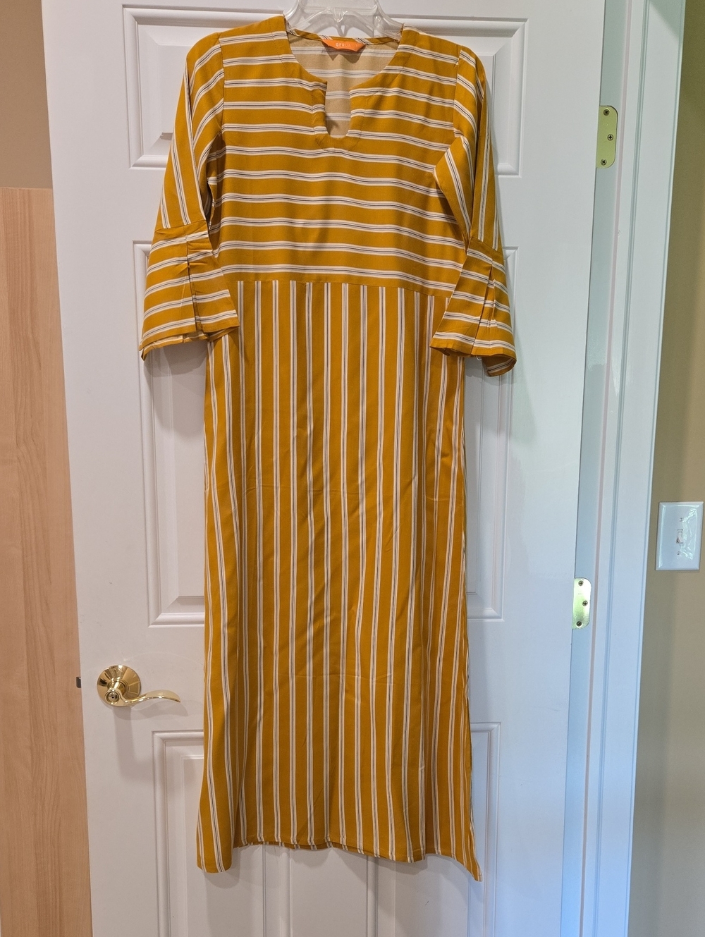 Mustard Yellow Striped Midi Dress